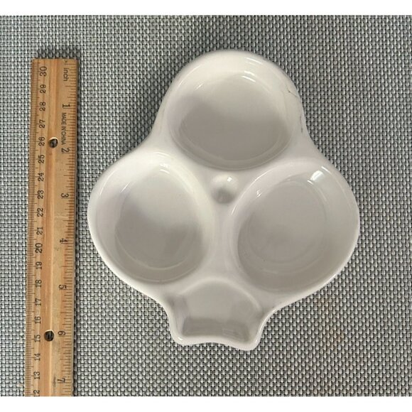 Vintage Hall China Ceramic White 3 Compartment Serving/Baking Dish Clover - Picture 2 of 3